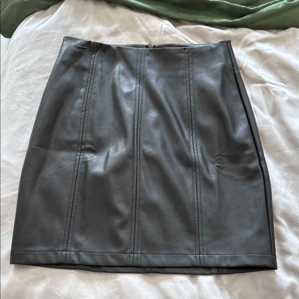 Mango Black Faux Leather Mini Skirt